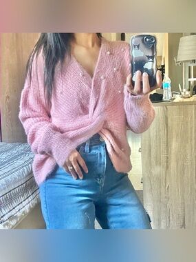No Boundaries tie knot cozy sweater